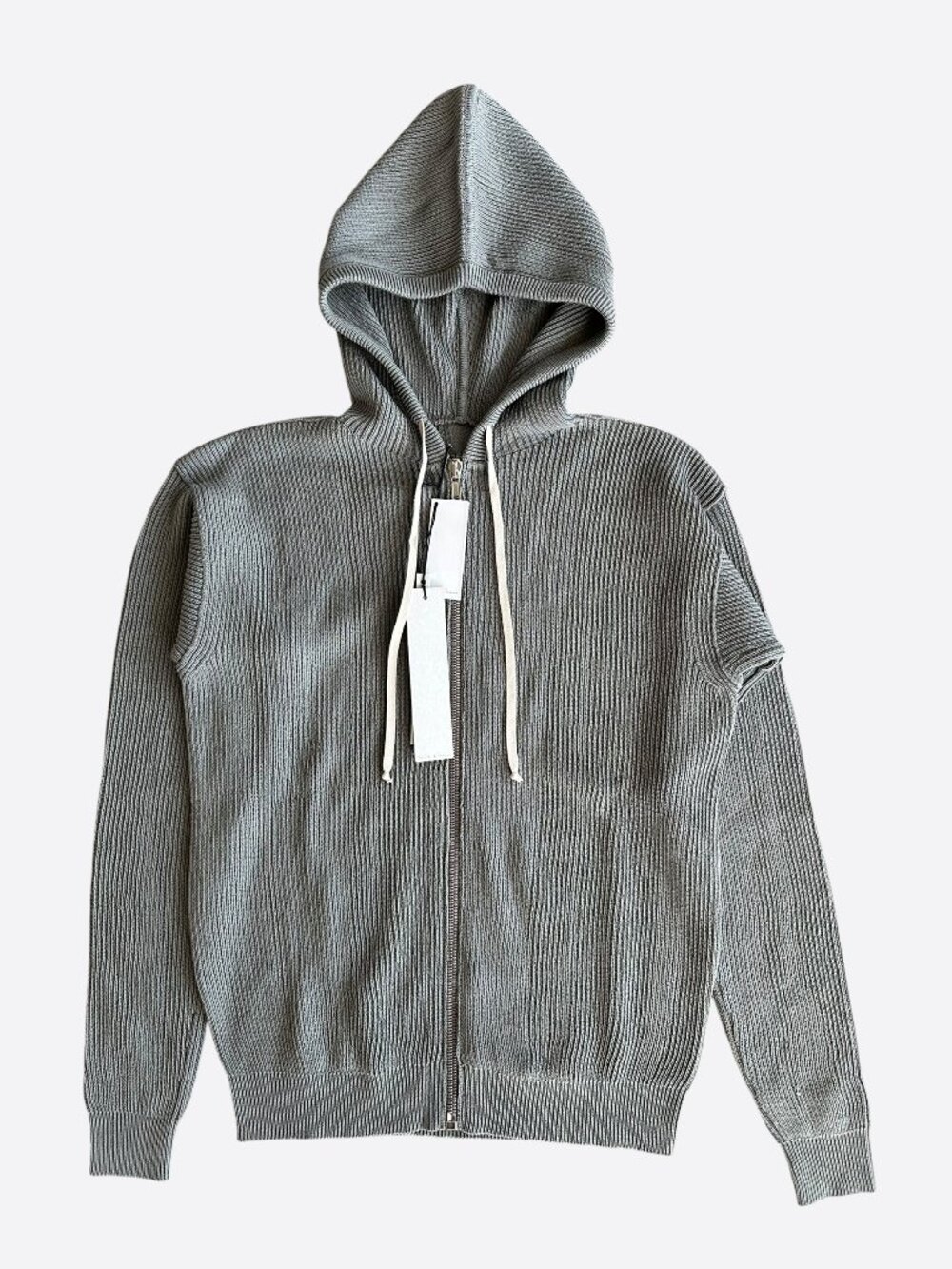 Rick Owens Grey Knitted Zip Up Hoodie